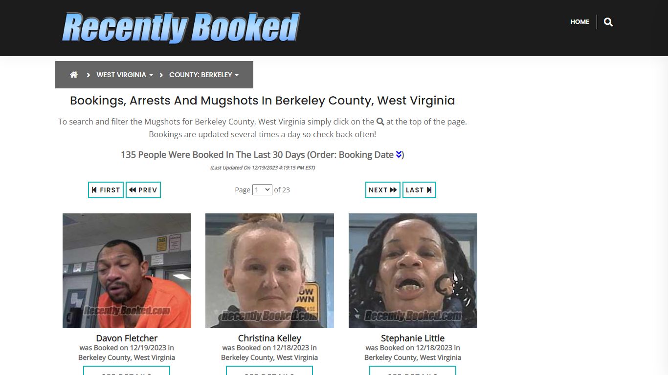 Bookings, Arrests and Mugshots in Berkeley County, West Virginia